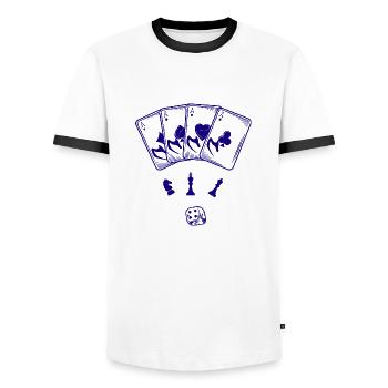 boardgame chess backgammon game night - Männer Kontrast-T-Shirt - Weiß/Schwarz - Vorne - AI Model Female 172 light (172cm) & AI Model Male 178 dark (178cm)