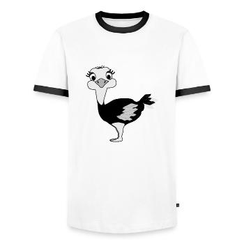 Autruche - T-shirt contrasté Homme - blanc/noir - Devant - AI Model Female 172 light (172cm) & AI Model Male 178 dark (178cm)