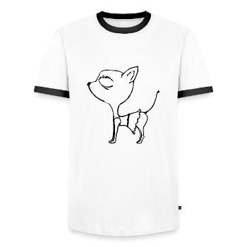Chihuahua Chien - T-shirt contrasté Homme - blanc/noir - Devant - AI Model Female 172 light (172cm) & AI Model Male 178 dark (178cm)
