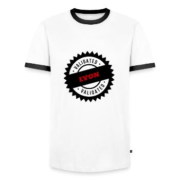 LYON city - Men's Ringer Shirt - white/black - Front - AI Model Female 172 light (172cm) & AI Model Male 178 dark (178cm)