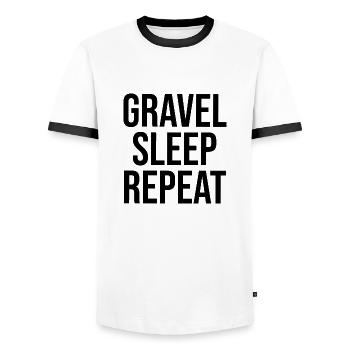 Gravel Sleep Repeat Road Bike Gravel Bike - Men's Ringer Shirt - white/black - Front - AI Model Female 172 light (172cm) & AI Model Male 178 dark (178cm)