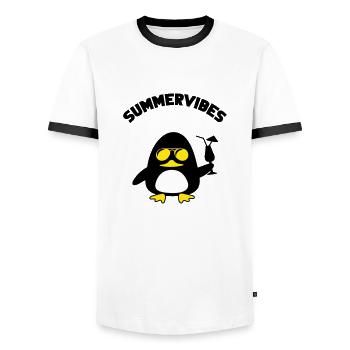 beach duck summervibes - Männer Kontrast-T-Shirt - Weiß/Schwarz - Vorne - AI Model Female 172 light (172cm) & AI Model Male 178 dark (178cm)
