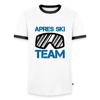 Après Ski Team - Men's Ringer Shirt - white/black - Front - AI Model Female 172 light (172cm) & AI Model Male 178 dark (178cm)