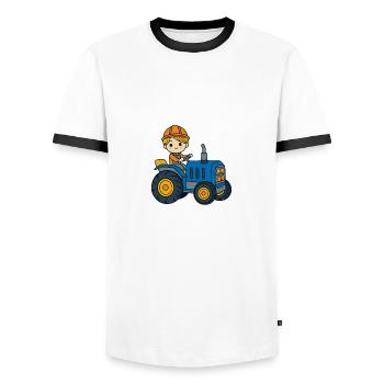 Martin Vorname Traktor - Männer Kontrast-T-Shirt - Weiß/Schwarz - Vorne - AI Model Female 172 light (172cm) & AI Model Male 178 dark (178cm)