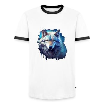 Cadeau Viking Wolf Power Animal Shaman Odin - T-shirt contrasté Homme - blanc/noir - Devant - AI Model Female 172 light (172cm) & AI Model Male 178 dark (178cm)