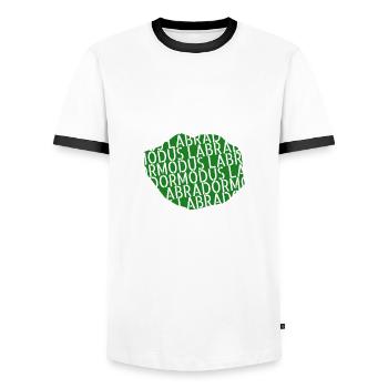 Patte dogue allemand Bday amour cadeau d’anniversaire - T-shirt contrasté Homme - blanc/noir - Devant - AI Model Female 172 light (172cm) & AI Model Male 178 dark (178cm)