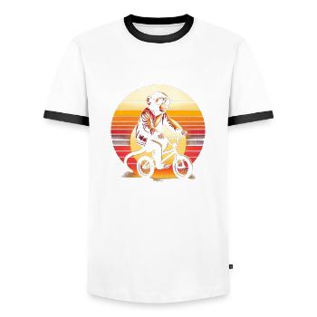 Monkey BMX - Men's Ringer Shirt - white/black - Front - AI Model Female 172 light (172cm) & AI Model Male 178 dark (178cm)