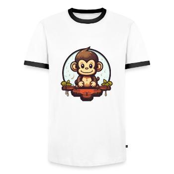 Affe - Männer Kontrast-T-Shirt - Weiß/Schwarz - Vorne - AI Model Female 172 light (172cm) & AI Model Male 178 dark (178cm)