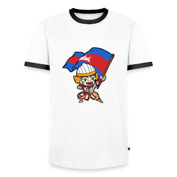 Temple du Cambodge Khmer Vintage drapeau je cadeau - T-shirt contrasté Homme - blanc/noir - Devant - AI Model Female 172 light (172cm) & AI Model Male 178 dark (178cm)