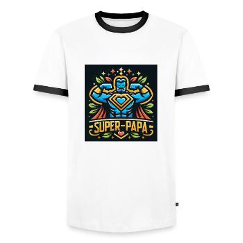 Super Dad Family Hero - Men's Ringer Shirt - white/black - Front - AI Model Female 172 light (172cm) & AI Model Male 178 dark (178cm)