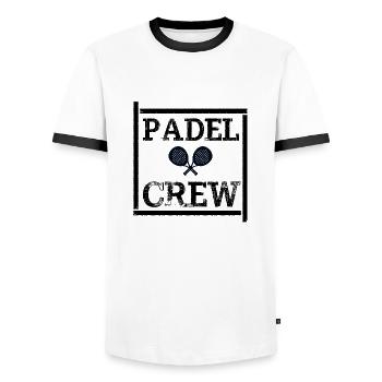 Padel Shirt / Crew Outfit - Männer Kontrast-T-Shirt - Weiß/Schwarz - Vorne - AI Model Female 172 light (172cm) & AI Model Male 178 dark (178cm)