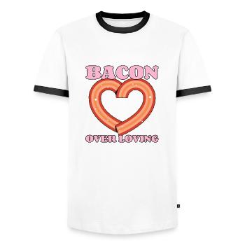 Valentinstag bacon Desgin - Männer Kontrast-T-Shirt - Weiß/Schwarz - Vorne - AI Model Female 172 light (172cm) & AI Model Male 178 dark (178cm)