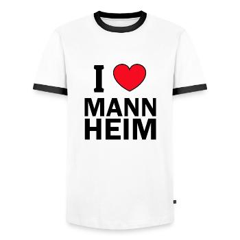 Mannheim Monnem Mannheimat - Männer Kontrast-T-Shirt - Weiß/Schwarz - Vorne - AI Model Female 172 light (172cm) & AI Model Male 178 dark (178cm)