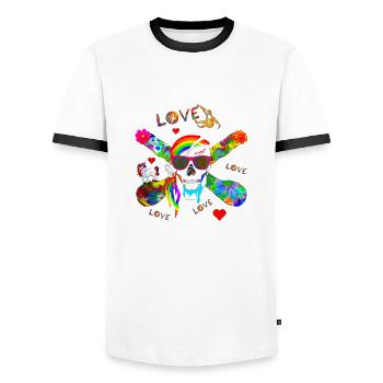 Super Pirate - Men's Ringer Shirt - white/black - Front - AI Model Female 172 light (172cm) & AI Model Male 178 dark (178cm)
