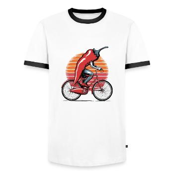 Vintage Chili Pepper Rid A Bick - Männer Kontrast-T-Shirt - Weiß/Schwarz - Vorne - AI Model Female 172 light (172cm) & AI Model Male 178 dark (178cm)