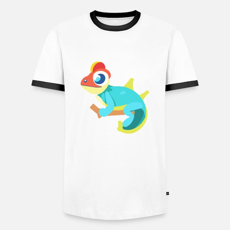 Buntes Chamäleon - Männer Kontrast-T-Shirt - Weiß/Schwarz