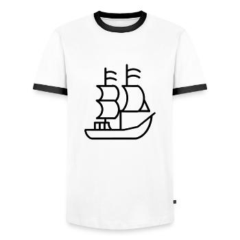 Piratenschiff - Männer Kontrast-T-Shirt - Weiß/Schwarz - Vorne - AI Model Female 172 light (172cm) & AI Model Male 178 dark (178cm)