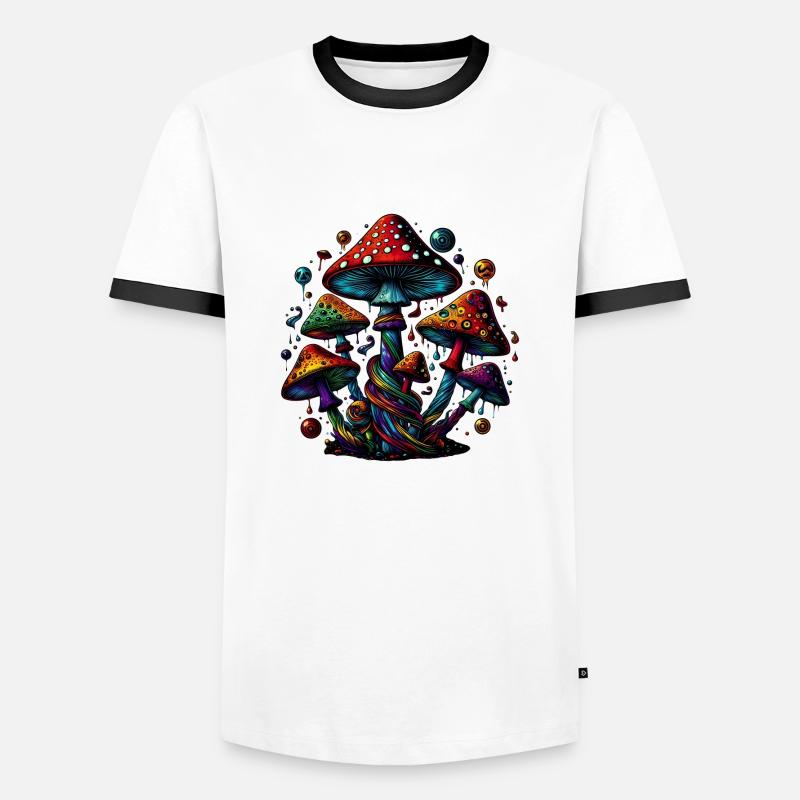 Psychedelic Mushroom Magic - Männer Kontrast-T-Shirt - Weiß/Schwarz