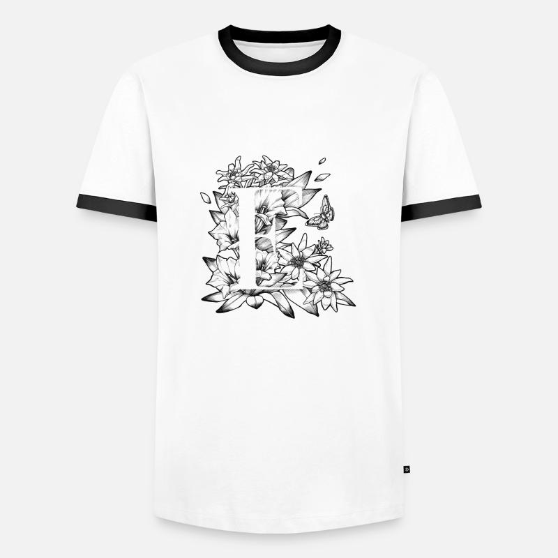 Initiale E - Männer Kontrast-T-Shirt - Weiß/Schwarz
