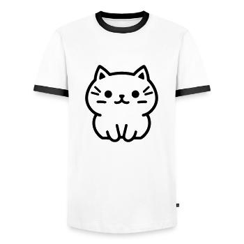 Kätzchen - Männer Kontrast-T-Shirt - Weiß/Schwarz - Vorne - AI Model Female 172 light (172cm) & AI Model Male 178 dark (178cm)