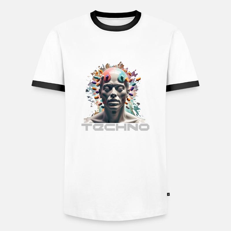 Techno Drogen Geschenk Geschenkidee - Männer Kontrast-T-Shirt - Weiß/Schwarz