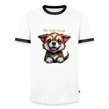 my little friend - Men's Ringer Shirt - white/black - Front - AI Model Female 172 light (172cm) & AI Model Male 178 dark (178cm)