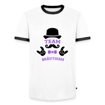 Team Groom - Men's Ringer Shirt - white/black - Front - AI Model Female 172 light (172cm) & AI Model Male 178 dark (178cm)