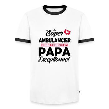 ambulancier et papa / futur papa exceptionnel - T-shirt contrasté Homme - blanc/noir - Devant - AI Model Female 172 light (172cm) & AI Model Male 178 dark (178cm)