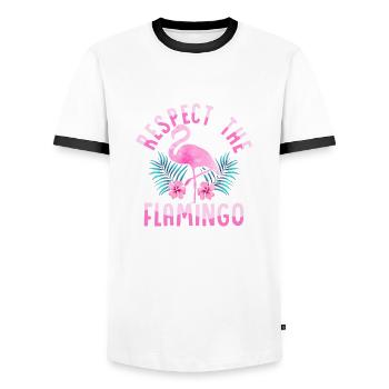 Respect Le Flamant Mignon Oiseau Rose - T-shirt contrasté Homme - blanc/noir - Devant - AI Model Female 172 light (172cm) & AI Model Male 178 dark (178cm)