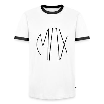 Max - T-shirt contrasté Homme - blanc/noir - Devant - AI Model Female 172 light (172cm) & AI Model Male 178 dark (178cm)