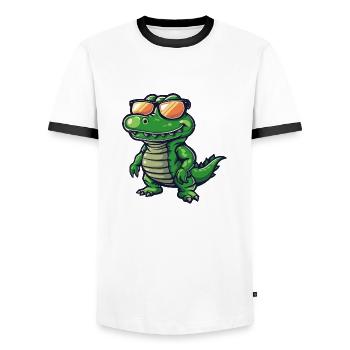 Alligator Bande dessinée Cool - T-shirt contrasté Homme - blanc/noir - Devant - AI Model Female 172 light (172cm) & AI Model Male 178 dark (178cm)
