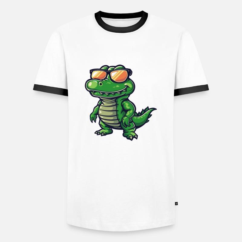 Alligator Comic Cool - Männer Kontrast-T-Shirt - Weiß/Schwarz