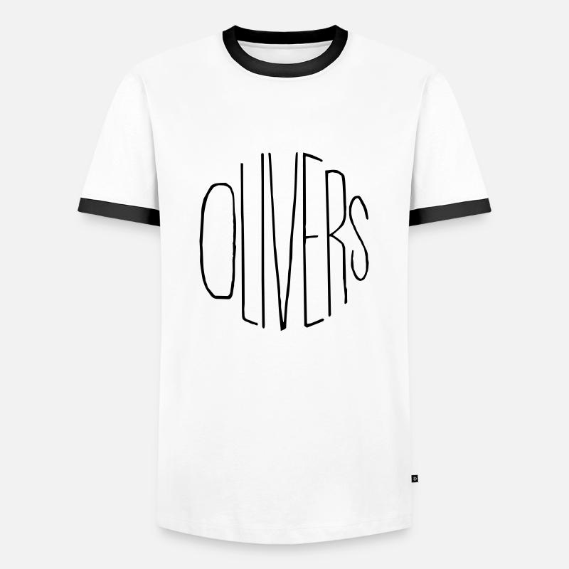 Olivers - Männer Kontrast-T-Shirt - Weiß/Schwarz