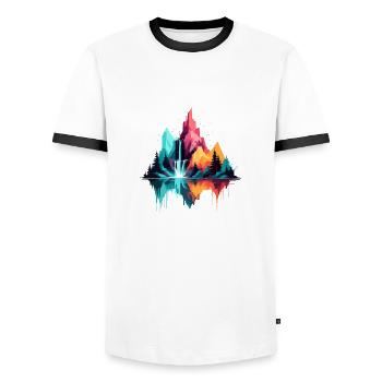 Ruhige Landschaft Ruhig Beschauliche Natur Berge - Männer Kontrast-T-Shirt - Weiß/Schwarz - Vorne - AI Model Female 172 light (172cm) & AI Model Male 178 dark (178cm)