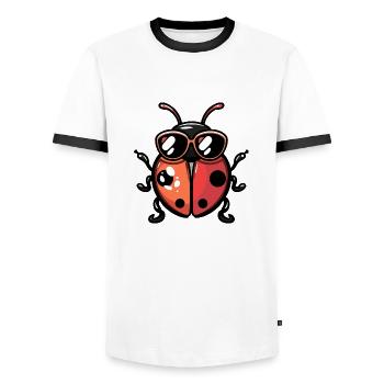 Marienkäfer Comic Cool - Männer Kontrast-T-Shirt - Weiß/Schwarz - Vorne - AI Model Female 172 light (172cm) & AI Model Male 178 dark (178cm)