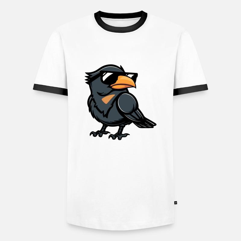 Rabe Krähe Comic Cool - Männer Kontrast-T-Shirt - Weiß/Schwarz
