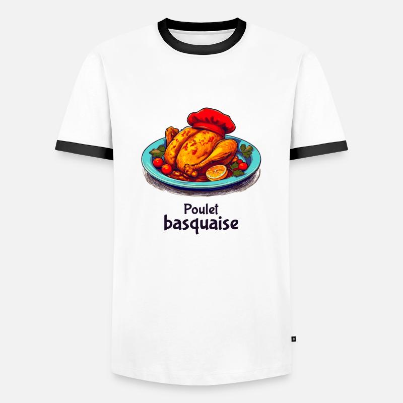 Poulet Basquaise - Dark Text - Men's Ringer Shirt - white/black