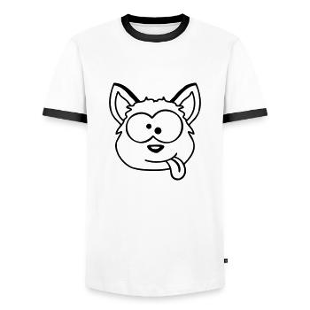 chien renard drôle grimace plisser la langue - T-shirt contrasté Homme - blanc/noir - Devant - AI Model Female 172 light (172cm) & AI Model Male 178 dark (178cm)