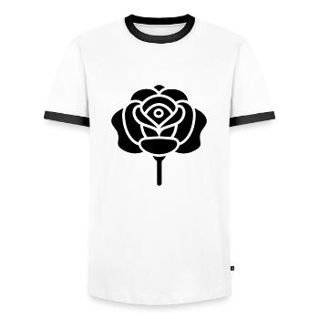 Pink Flower - Men's Ringer Shirt - white/black - Front - AI Model Female 172 light (172cm) & AI Model Male 178 dark (178cm)