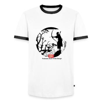 HBT 63 - T-shirt contrasté Homme - blanc/noir - Devant - AI Model Female 172 light (172cm) & AI Model Male 178 dark (178cm)