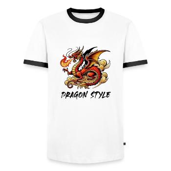 Dragon de Chine 1 - T-shirt contrasté Homme - blanc/noir - Devant - AI Model Female 172 light (172cm) & AI Model Male 178 dark (178cm)