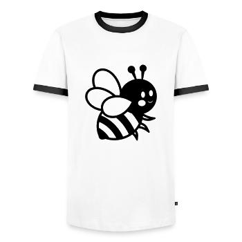 Abeille - T-shirt contrasté Homme - blanc/noir - Devant - AI Model Female 172 light (172cm) & AI Model Male 178 dark (178cm)