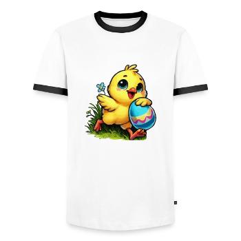 Chicks - Men's Ringer Shirt - white/black - Front - AI Model Female 172 light (172cm) & AI Model Male 178 dark (178cm)