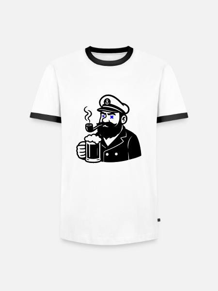 Captain Beer - Men's Ringer Shirt - white/black