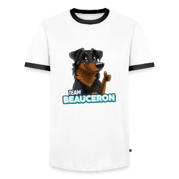 TEAM Beauceron - Black - Men's Ringer Shirt - white/black - Front - AI Model Female 172 light (172cm) & AI Model Male 178 dark (178cm)