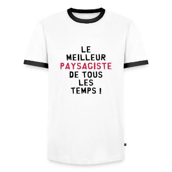 Paysagiste / Paysage / Jardin / Fleur / Jardinier - T-shirt contrasté Homme - blanc/noir - Devant - AI Model Female 172 light (172cm) & AI Model Male 178 dark (178cm)