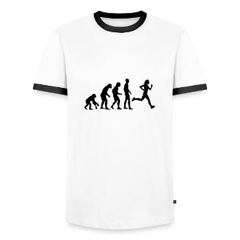 Human Evolution Running Jogging Jogging Gift - Men's Ringer Shirt - white/black - Front - AI Model Female 172 light (172cm) & AI Model Male 178 dark (178cm)