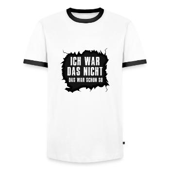 Das war schon so! Ich war das nicht! - Männer Kontrast-T-Shirt - Weiß/Schwarz - Vorne - AI Model Female 172 light (172cm) & AI Model Male 178 dark (178cm)