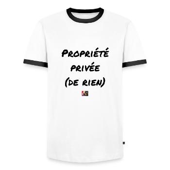 Private Property (Nothing) - Wortspiele Francois - Männer Kontrast-T-Shirt - Weiß/Schwarz - Vorne - AI Model Female 172 light (172cm) & AI Model Male 178 dark (178cm)