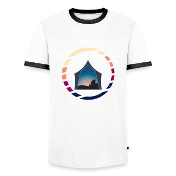 Tente en plein air - T-shirt contrasté Homme - blanc/noir - Devant - AI Model Female 172 light (172cm) & AI Model Male 178 dark (178cm)